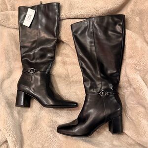 Naturalizer Waylon WIDE CALF knee high Black Heeled Boots 9M 40